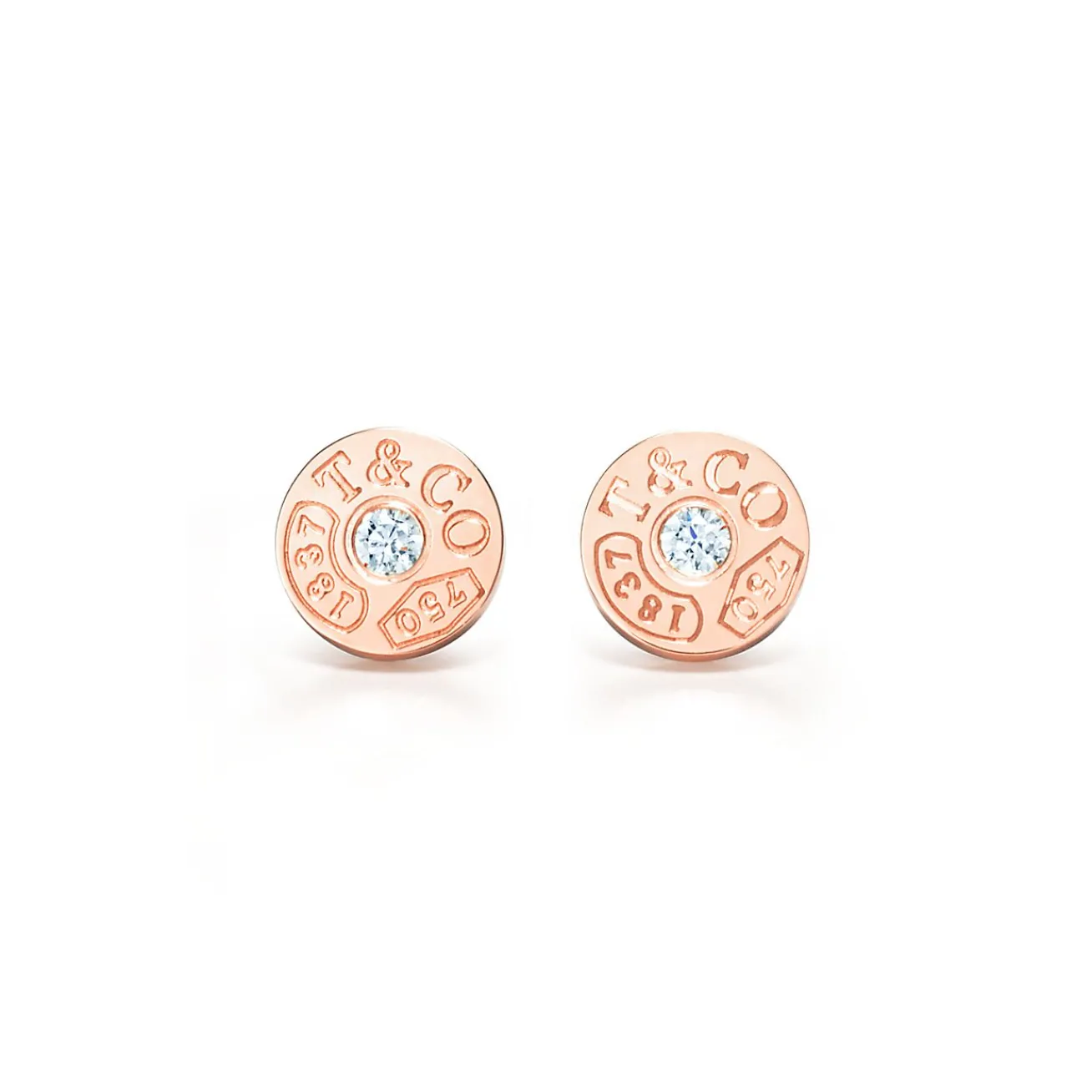 Tiffany & Co. Tiffany 1837® circle earrings in 18k rose gold with diamonds. | ^ Earrings|Rose Gold Jewelry