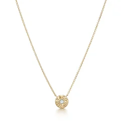 Tiffany & Co. Tiffany 1837® circle pendant in 18k gold with diamonds. | ^ Necklaces & Pendants|Gold Jewelry