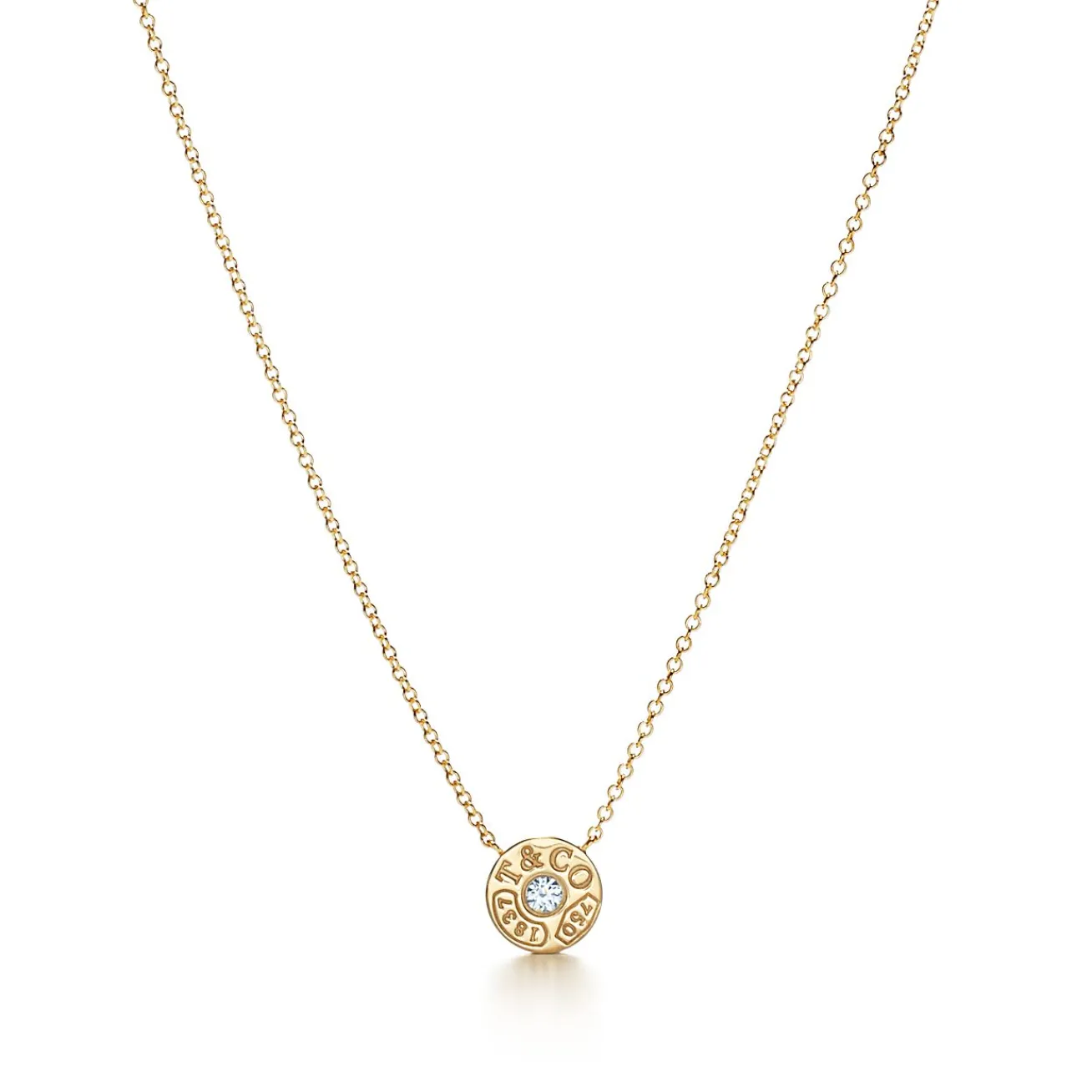 Tiffany & Co. Tiffany 1837® circle pendant in 18k gold with diamonds. | ^ Necklaces & Pendants|Gold Jewelry