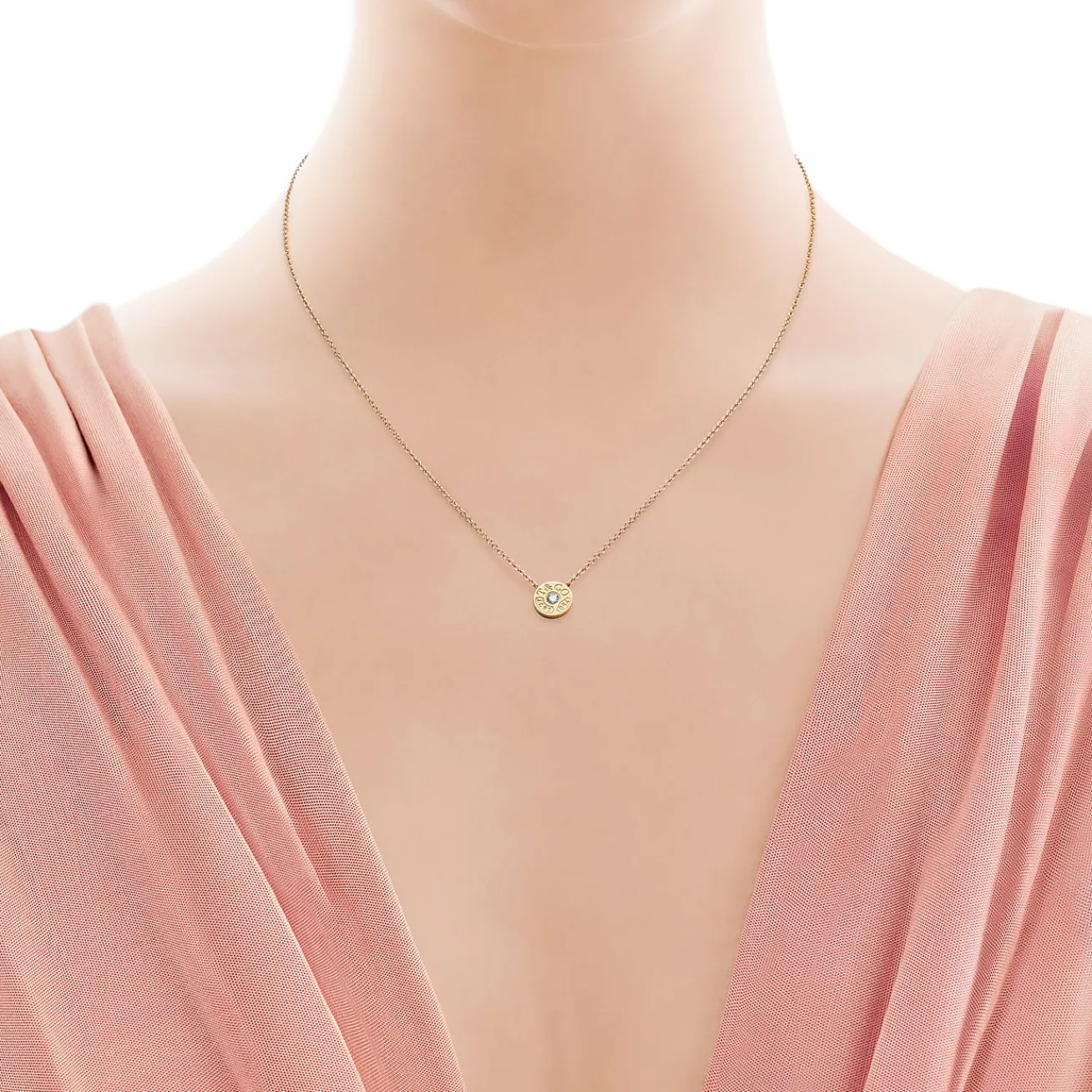 Tiffany & Co. Tiffany 1837® circle pendant in 18k gold with diamonds. | ^ Necklaces & Pendants|Gold Jewelry