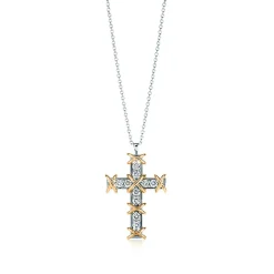 Tiffany & Co. Schlumberger® Ten Stone cross pendant with diamonds. | ^ Necklaces & Pendants|Gold Jewelry