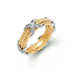 Tiffany & Co. Schlumberger® Rope Three-row X ring with diamonds. | ^ Rings|Gold Jewelry