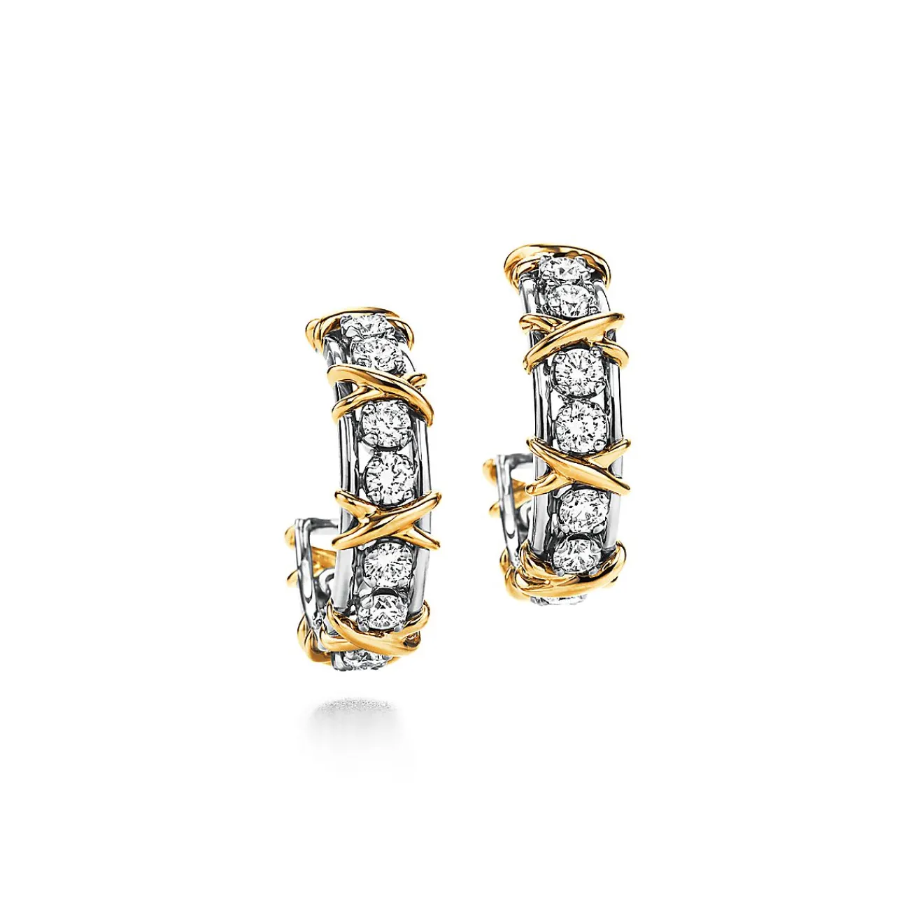 Tiffany & Co. Schlumberger® Twenty Stone hoop earrings in gold with diamonds. | ^ Earrings|Hoop Earrings