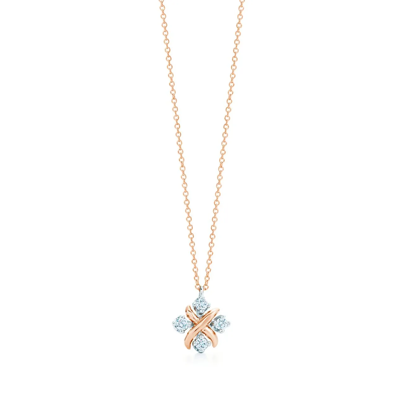Tiffany & Co. Schlumberger® Lynn pendant in rose gold with diamonds in platinum. | ^ Necklaces & Pendants|Rose Gold Jewelry