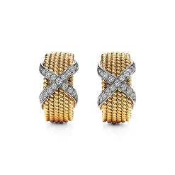 Tiffany & Co. Schlumberger® Rope six-row ear clips in 18k gold with diamonds. | ^ Earrings|Hoop Earrings