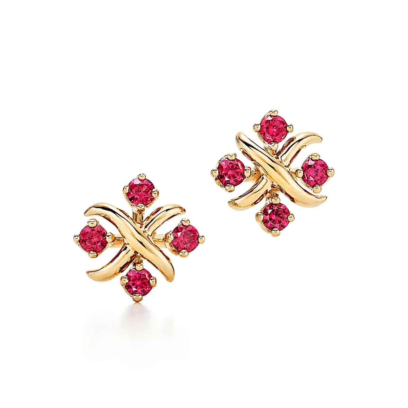 Tiffany & Co. Schlumberger® Lynn earrings in 18k gold with rubies. | ^ Earrings|Gold Jewelry