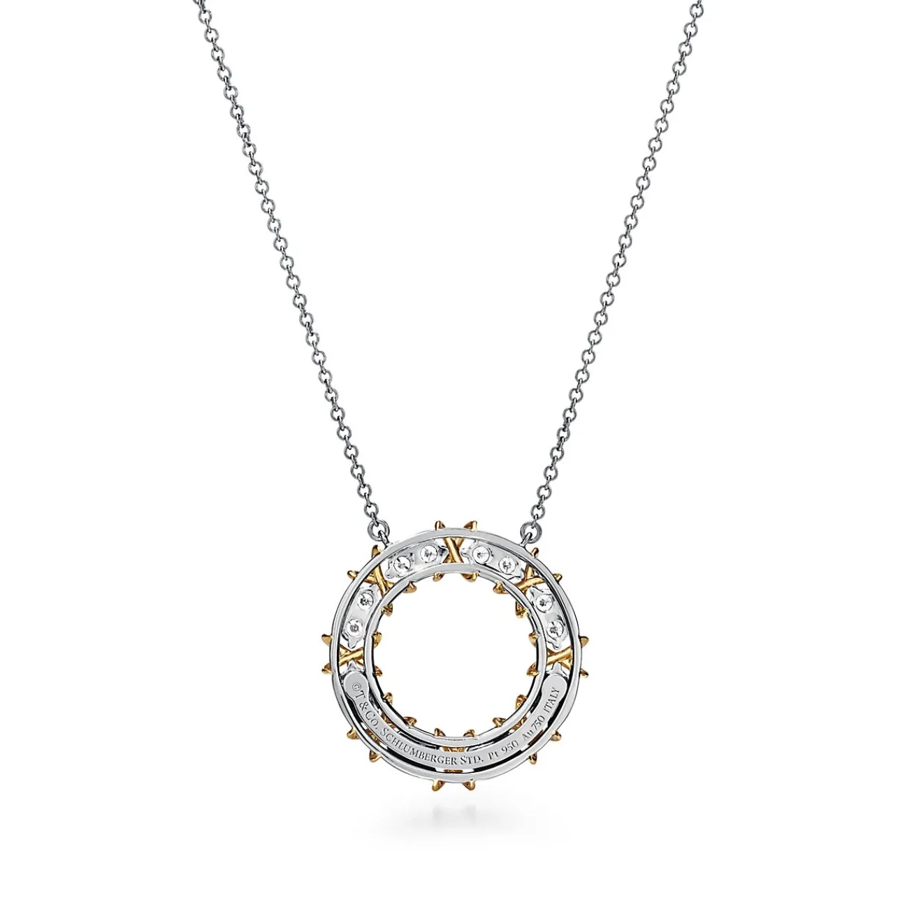 Tiffany & Co. Schlumberger® Sixteen Stone circle pendant in gold with diamonds. | ^ Necklaces & Pendants|Gold Jewelry