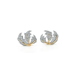 Tiffany & Co. Schlumberger® Three Leaves ear clips with diamonds. | ^ Earrings|Gold Jewelry