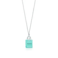 Tiffany & Co. ® shopping bag charm in sterling silver with enamel finish. | ^ Sterling Silver Jewelry|Tiffany Blue® Gifts