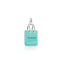 Tiffany & Co. ® shopping bag charm in sterling silver with enamel finish. | ^ Sterling Silver Jewelry|Tiffany Blue® Gifts
