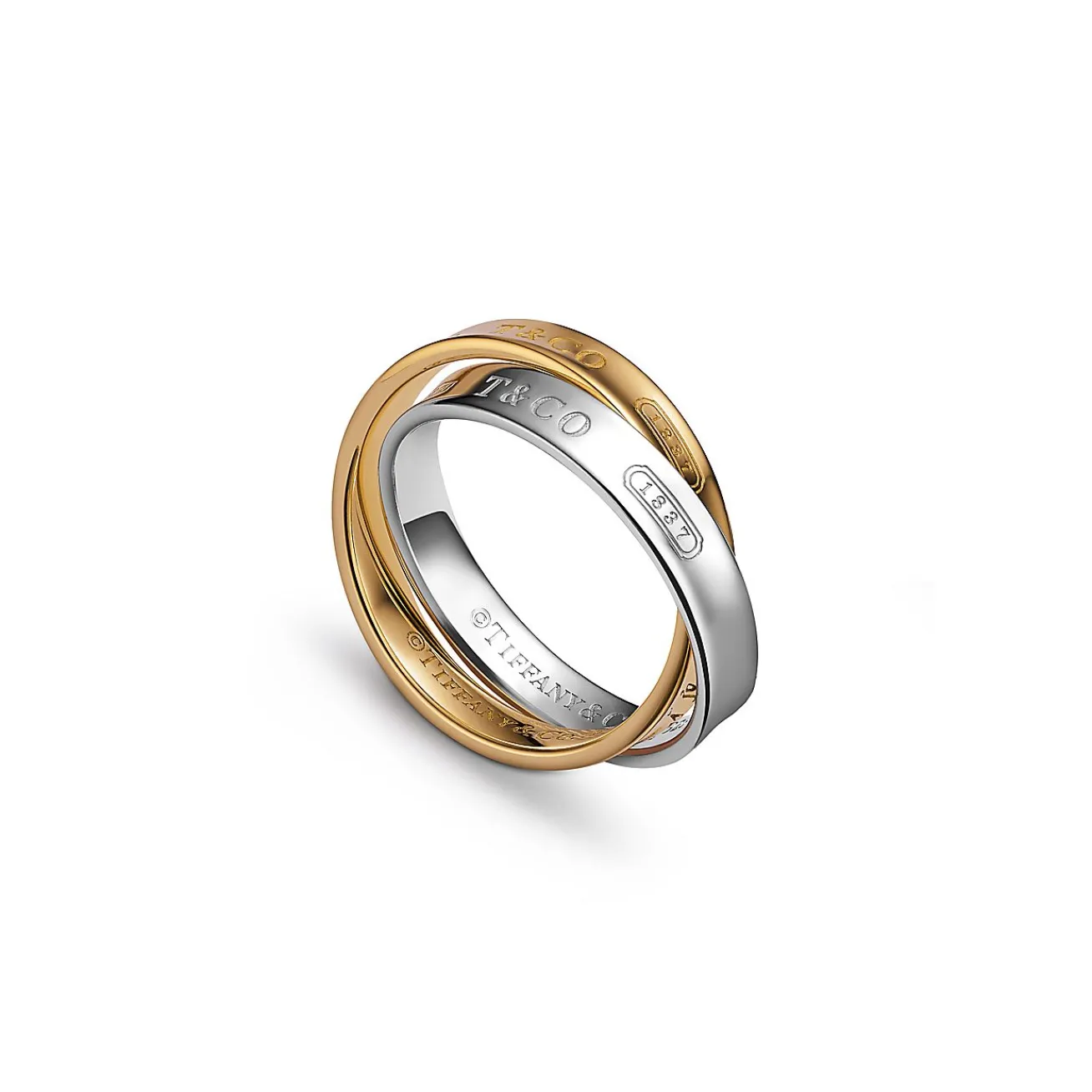 Tiffany & Co. Tiffany 1837® Interlocking Circles Ring in Yellow Gold and Sterling Silver | ^ Rings|Gifts for Her