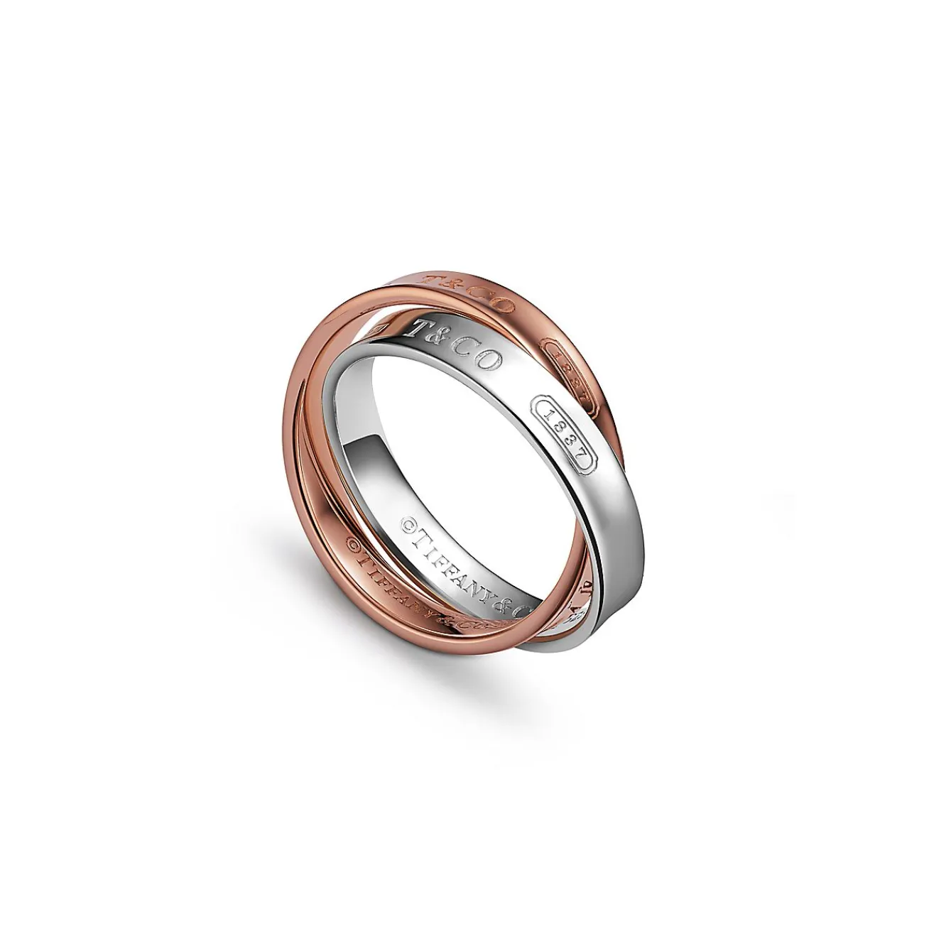 Tiffany & Co. Tiffany 1837® Interlocking Circles Ring in Rose Gold and Sterling Silver | ^ Rings|New Jewelry