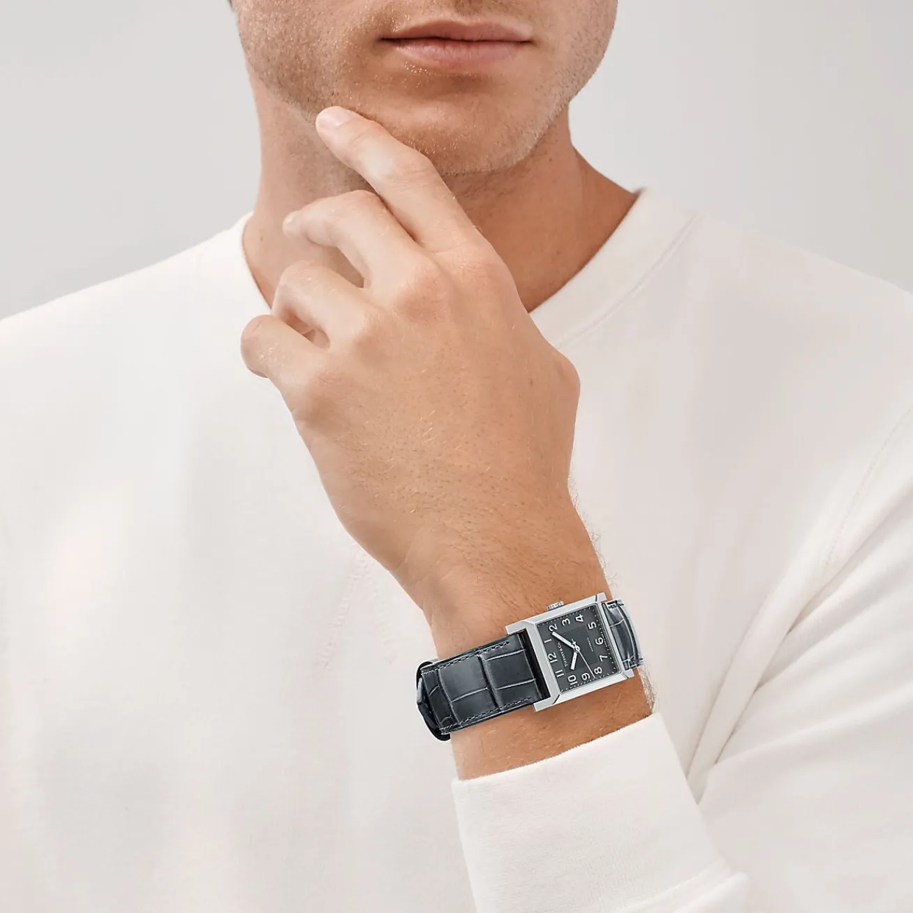 Tiffany & Co. Tiffany 1837 Makers 27 mm square watch in stainless steel. | ^ Fine Watches|Anniversary Gifts