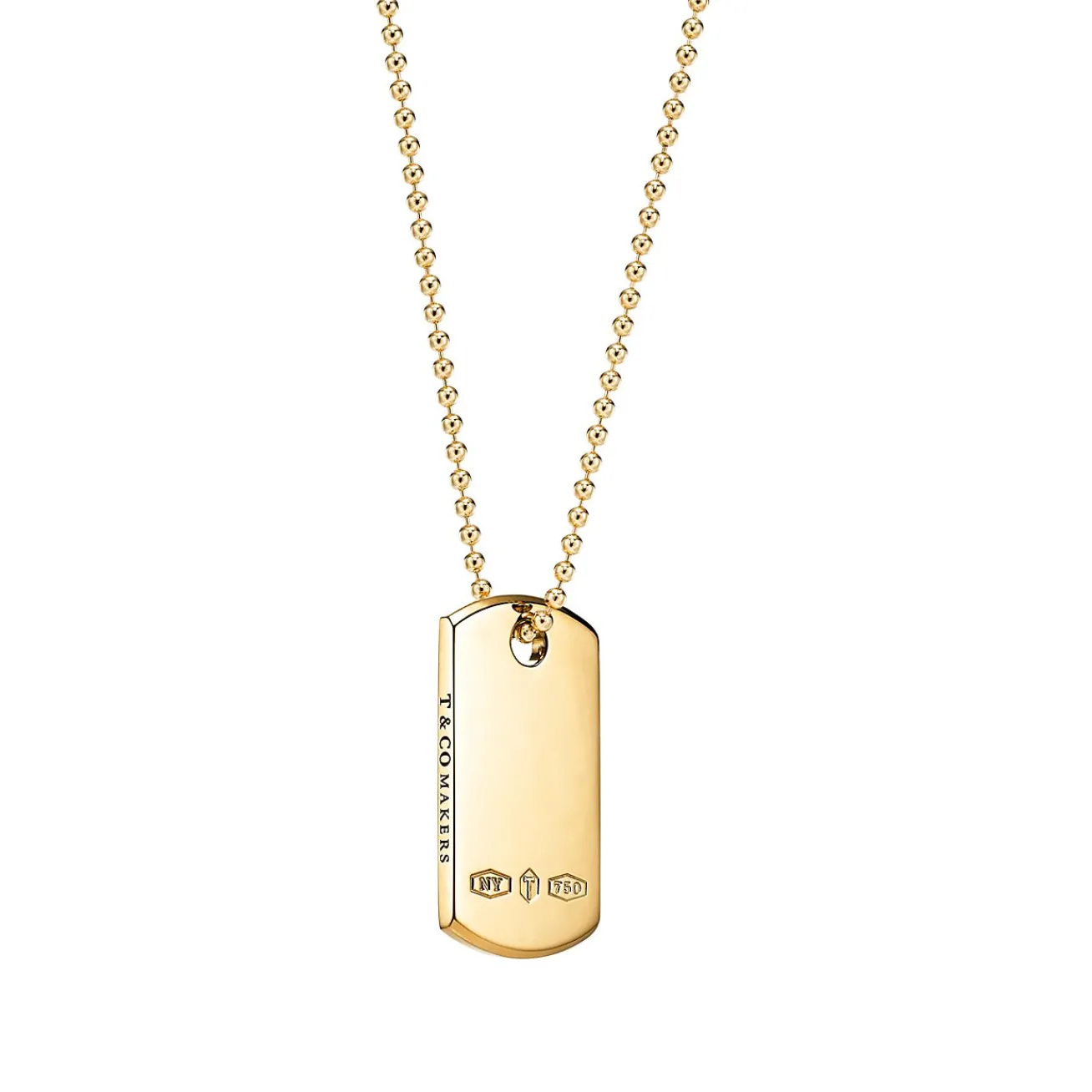 Tiffany & Co. Tiffany 1837® Makers I.D. tag pendant in 18k gold, 24". | ^ Necklaces & Pendants|Men's Jewelry