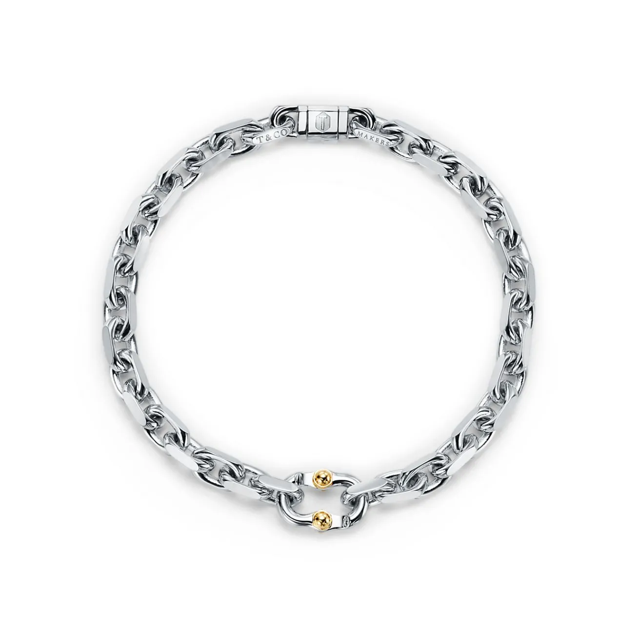 Tiffany & Co. Tiffany 1837® Makers narrow chain bracelet in sterling silver and gold, medium. | ^ Bracelets|Men's Jewelry