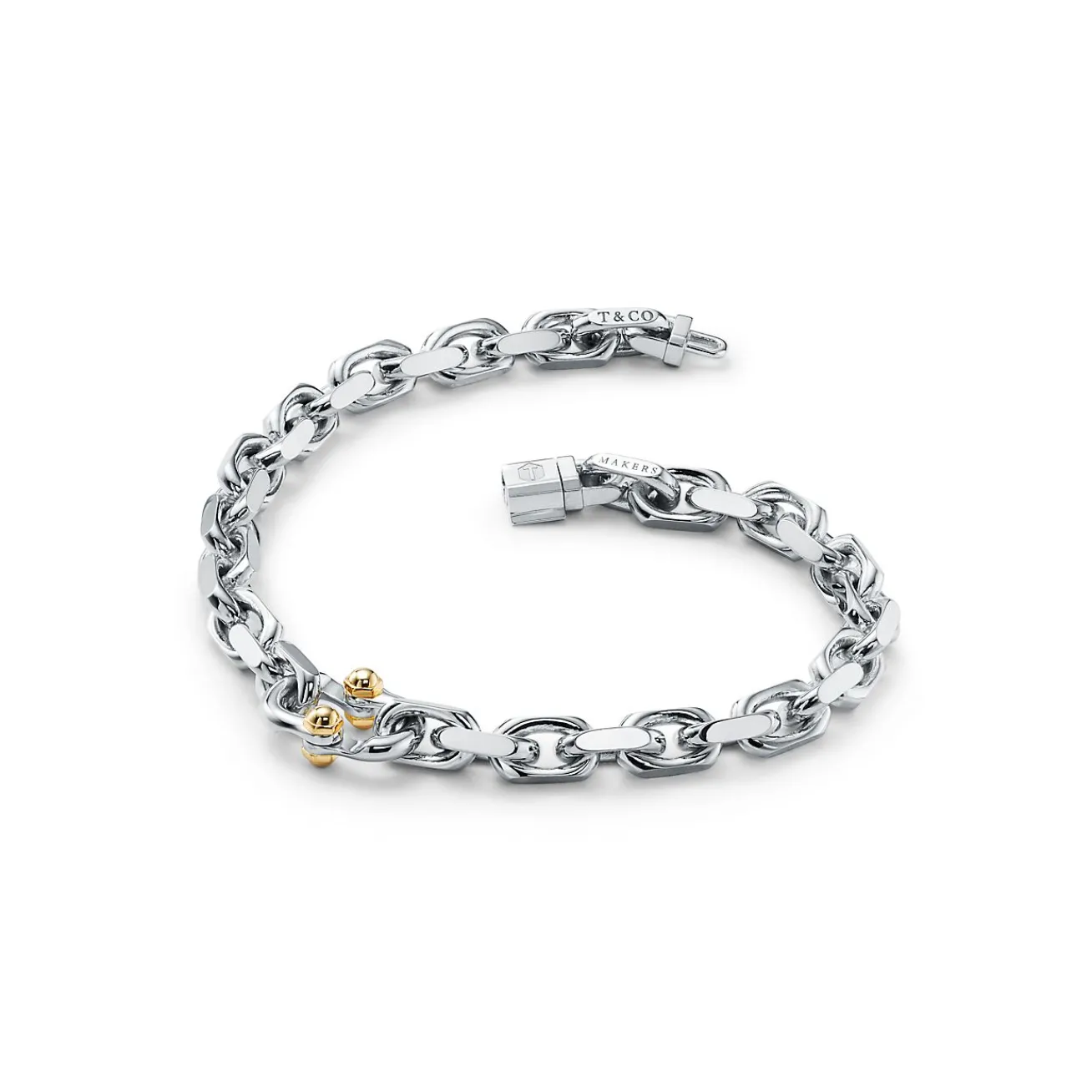 Tiffany & Co. Tiffany 1837® Makers narrow chain bracelet in sterling silver and gold, medium. | ^ Bracelets|Men's Jewelry