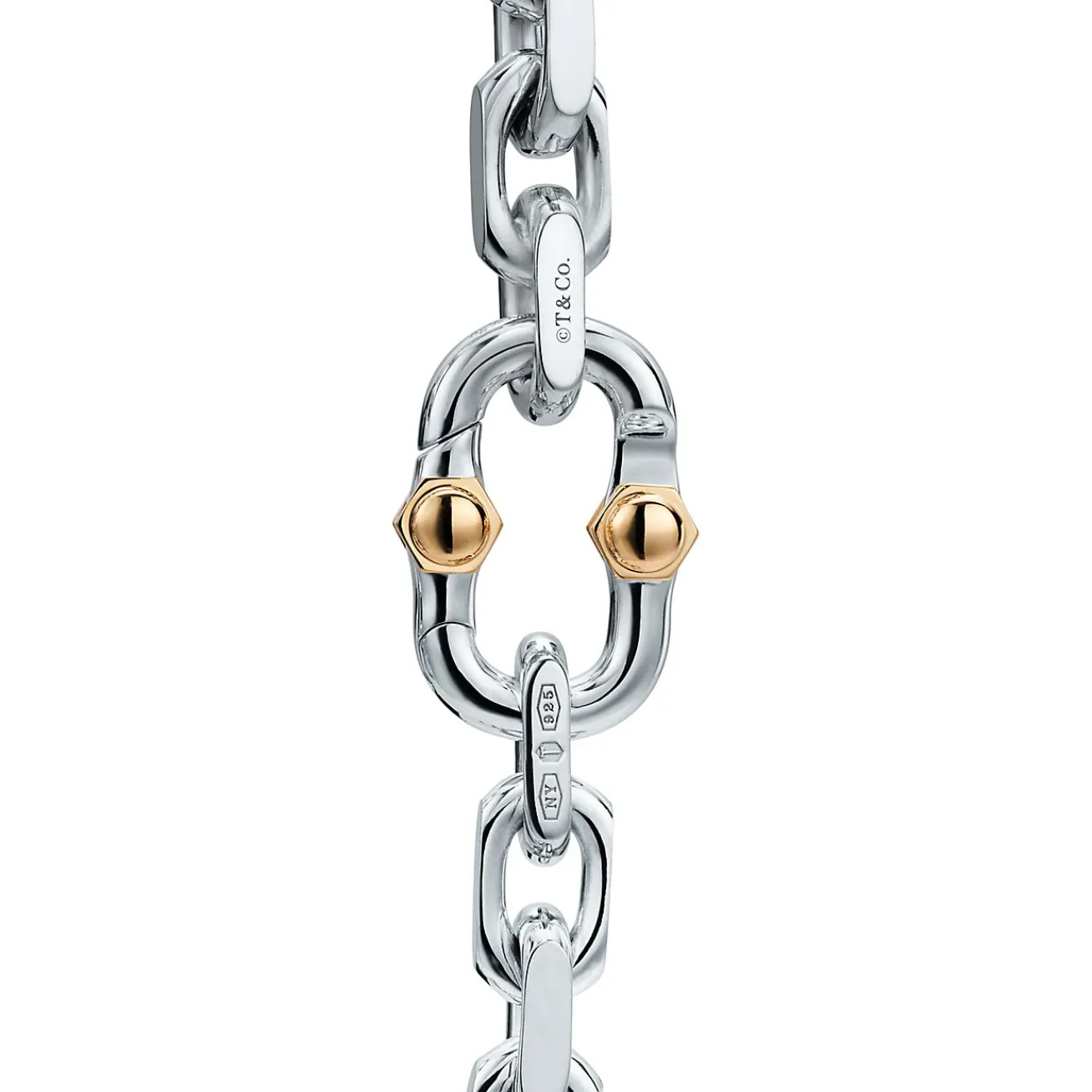 Tiffany & Co. Tiffany 1837® Makers wide chain bracelet in sterling silver and gold, medium. | ^ Bracelets|Men's Jewelry