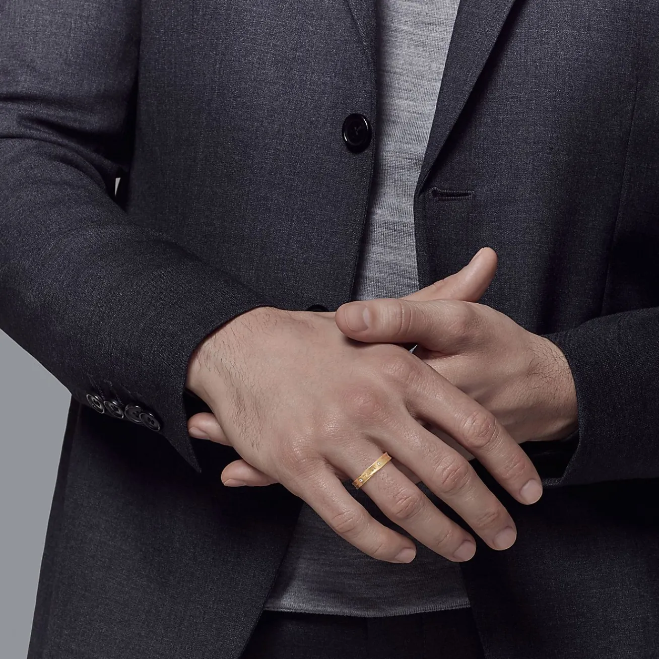 Tiffany & Co. Tiffany 1837® Ring in Yellow Gold with Diamonds, Narrow | ^ Rings|Men's Jewelry
