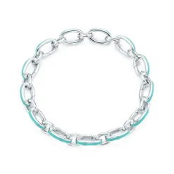 Tiffany & Co. Tiffany Blue® clasping link bracelet in silver with enamel finish, 7.5" long. | ^ Bracelets|Sterling Silver Jewelry