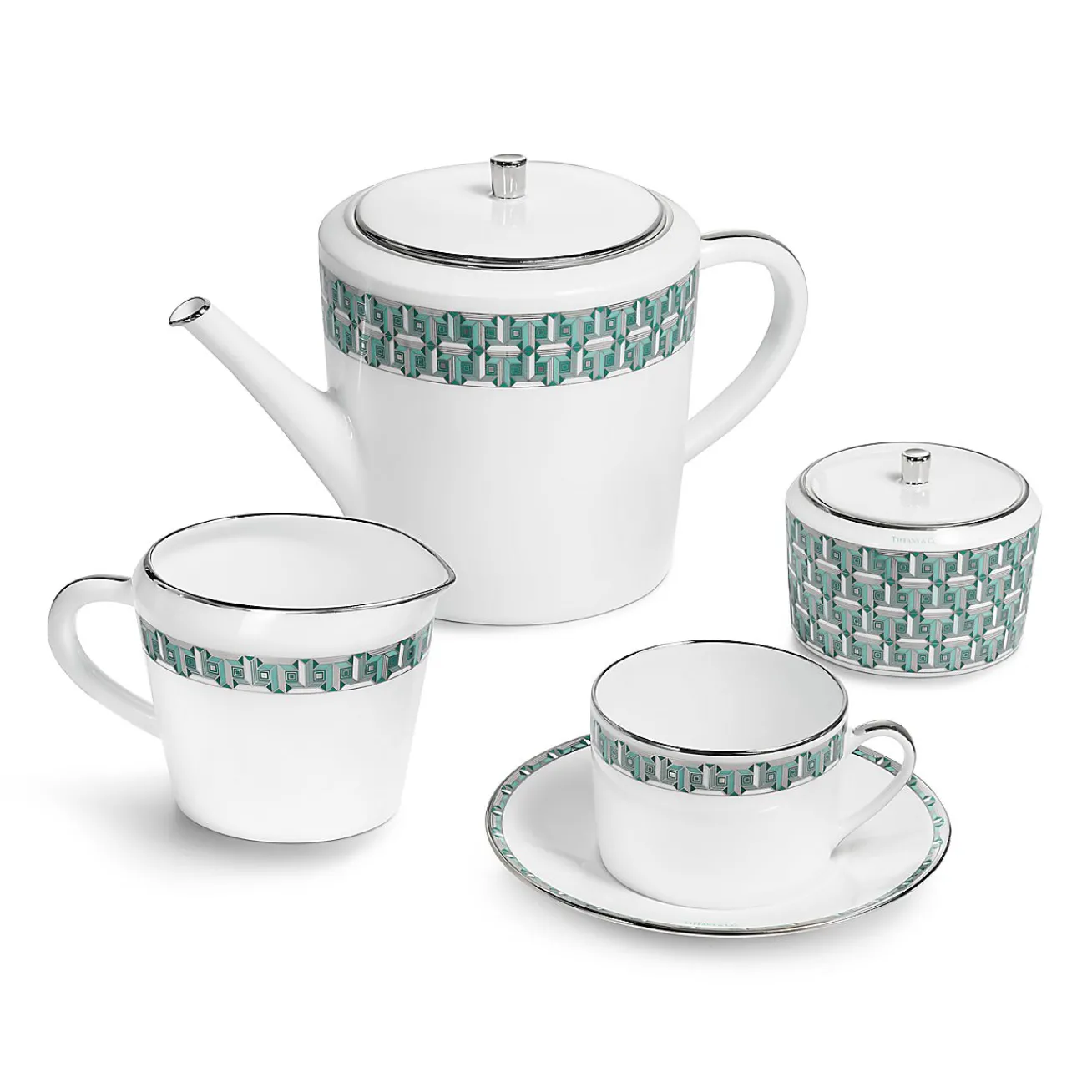 Tiffany & Co. Tiffany Blue Tiffany T True Teapot with a Hand-painted Platinum Rim | ^ The Home|Housewarming Gifts