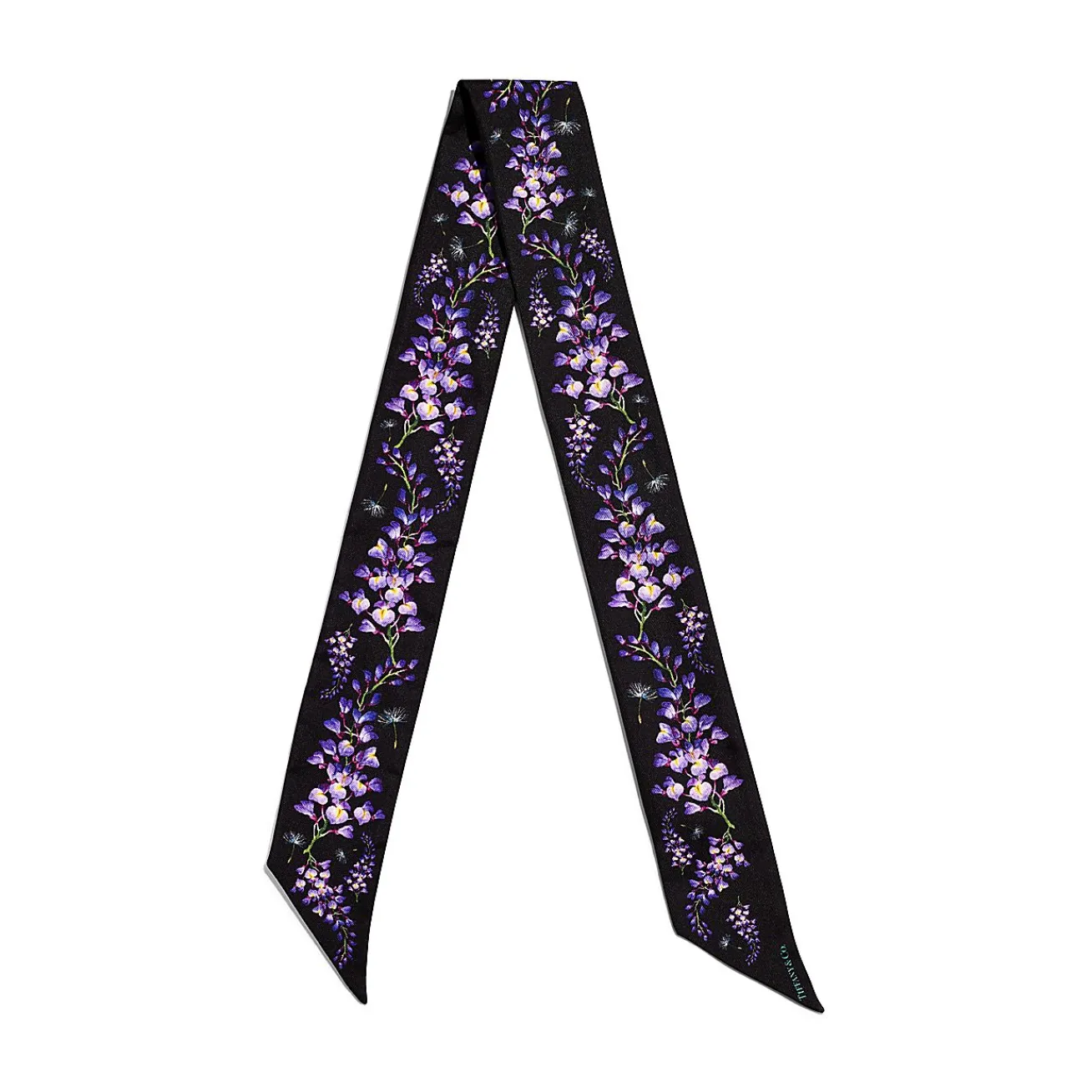 Tiffany & Co. Tiffany Botanica Wisteria Ribbon Scarf in Black Silk | ^Women Scarves & Stoles|Women's Accessories