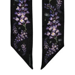 Tiffany & Co. Tiffany Botanica Wisteria Ribbon Scarf in Black Silk | ^Women Scarves & Stoles|Women's Accessories