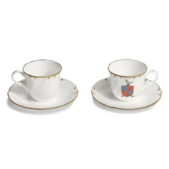 Tiffany & Co. Tiffany Crest Espresso Cups Set of Two, in Bone China | ^ The Home|Housewarming Gifts