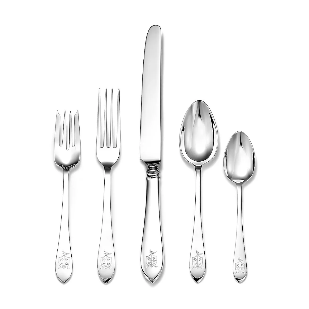 Tiffany & Co. Tiffany Crest Five-piece Flatware Set in Sterling Silver | ^ Tableware|Flatware & Trays
