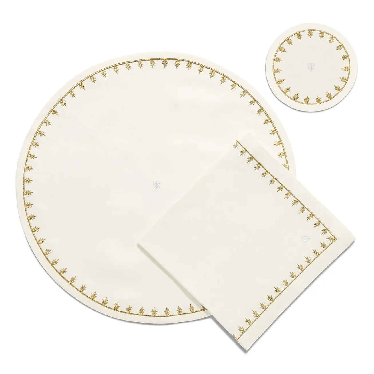 Tiffany & Co. Tiffany Crest Place Mat in Embroidered White Linen | ^ Decor|Table Linens
