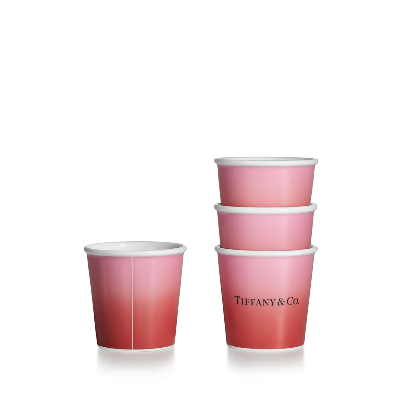 Tiffany & Co. Tiffany Cups Tiffany Espresso Cups in Infinity Ruby Bone China, Set of Four | ^ Tableware|Coffee & Tea