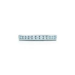 Tiffany & Co. Tiffany® Diamond Wedding Band ring in platinum with a half circle of round brilliant diamonds. | ^Women Rings|Platinum Jewelry