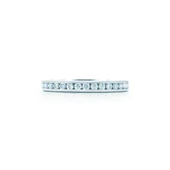 Tiffany & Co. Tiffany® Diamond Wedding Band ring in platinum with a half circle of round brilliant diamonds. | ^Women Rings|Platinum Jewelry