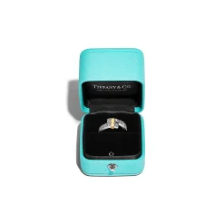 Tiffany & Co. Tiffany Edge Bypass Ring in Platinum and Yellow Gold with Diamonds, Wide | ^ Rings|Gold Jewelry