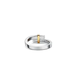 Tiffany & Co. Tiffany Edge Bypass Ring in Platinum and Yellow Gold with Diamonds, Narrow | ^ Rings|Gold Jewelry