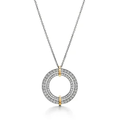 Tiffany & Co. Tiffany Edge Circle Pendant in Platinum and Yellow Gold with Diamonds, Large | ^ Necklaces & Pendants|Gold Jewelry