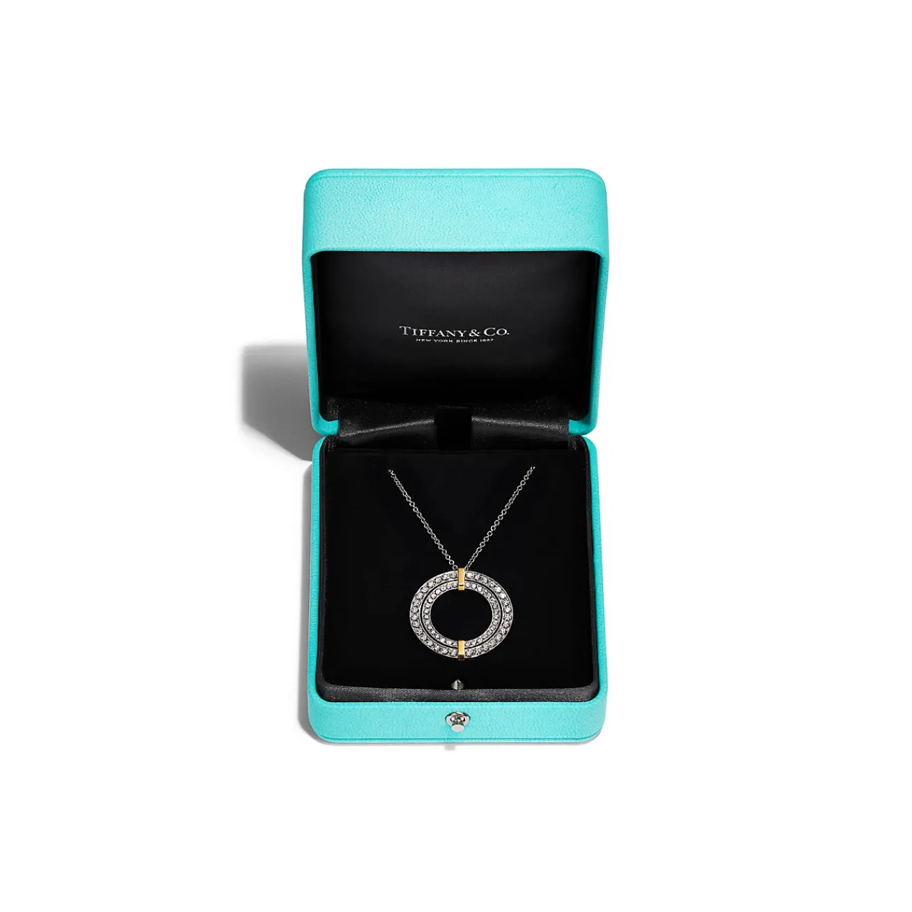 Tiffany & Co. Tiffany Edge Circle Pendant in Platinum and Yellow Gold with Diamonds, Large | ^ Necklaces & Pendants|Gold Jewelry