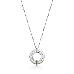Tiffany & Co. Tiffany Edge Circle Pendant in Platinum and Yellow Gold with Diamonds, Small | ^ Necklaces & Pendants|Gold Jewelry