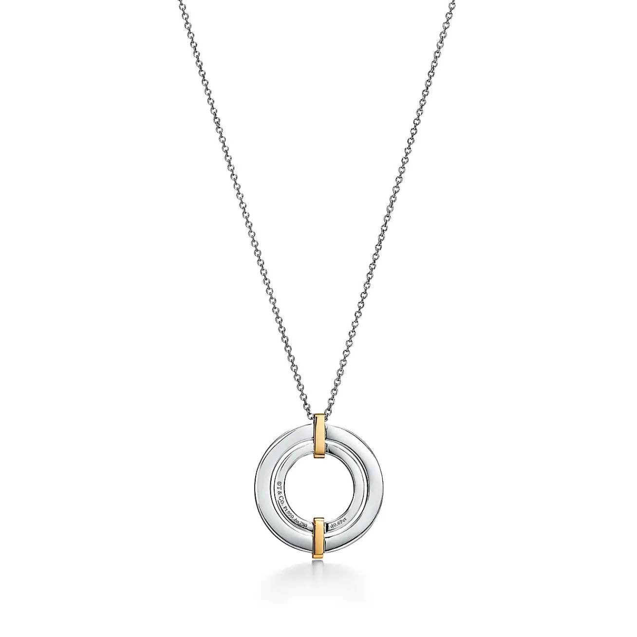 Tiffany & Co. Tiffany Edge Circle Pendant in Platinum and Yellow Gold with Diamonds, Small | ^ Necklaces & Pendants|Gold Jewelry