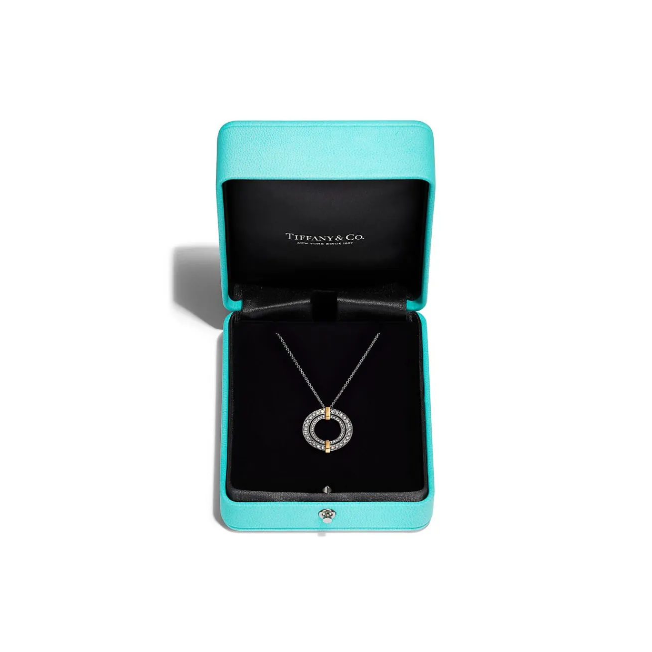 Tiffany & Co. Tiffany Edge Circle Pendant in Platinum and Yellow Gold with Diamonds, Small | ^ Necklaces & Pendants|Gold Jewelry