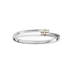 Tiffany & Co. Tiffany Edge Hinged Bypass Bangle in Platinum and Yellow Gold with Diamonds | ^ Bracelets|Gold Jewelry