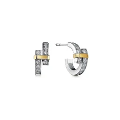 Tiffany & Co. Tiffany Edge Hoop Earrings in Platinum and Yellow Gold with Diamonds | ^ Earrings|Hoop Earrings