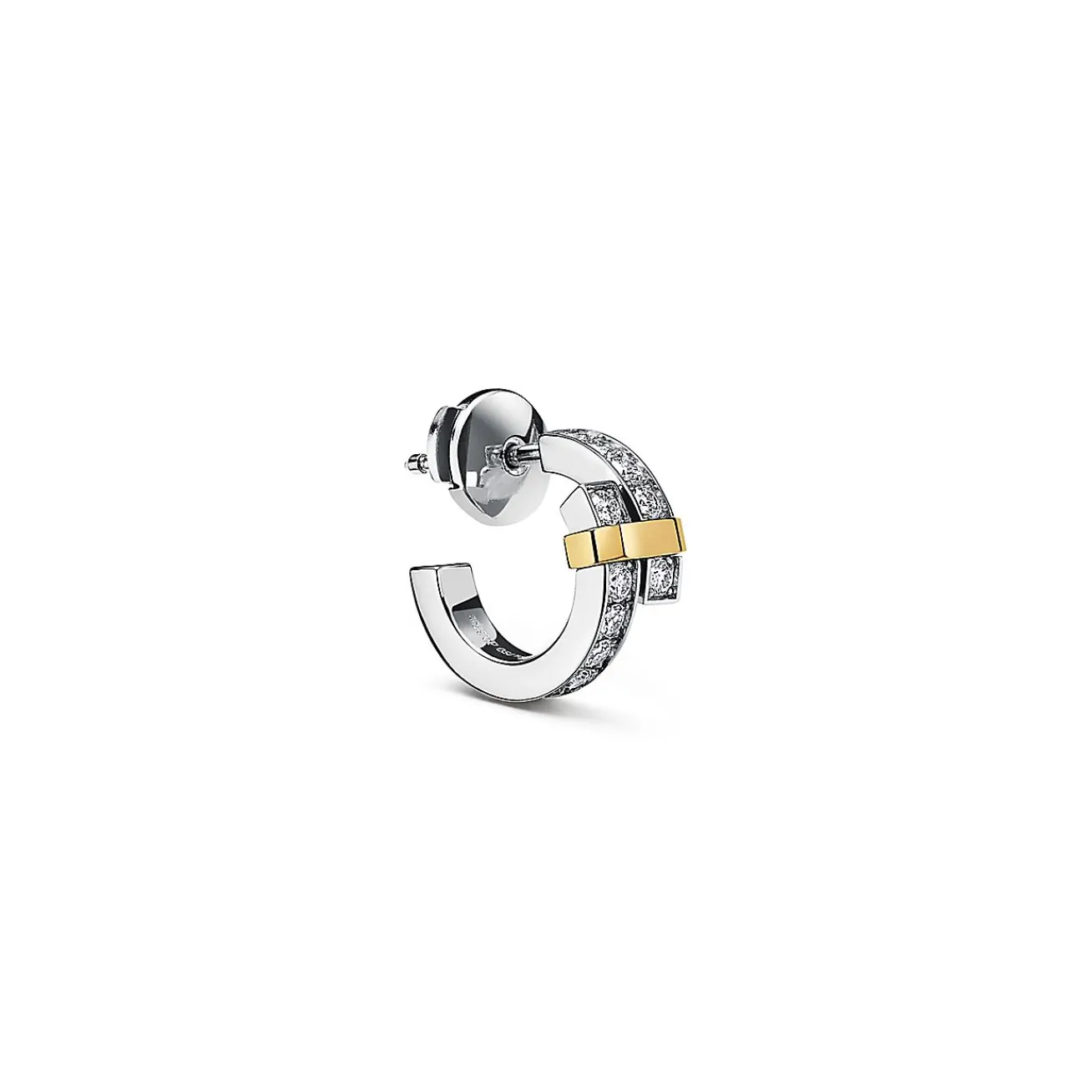 Tiffany & Co. Tiffany Edge Hoop Earrings in Platinum and Yellow Gold with Diamonds | ^ Earrings|Hoop Earrings