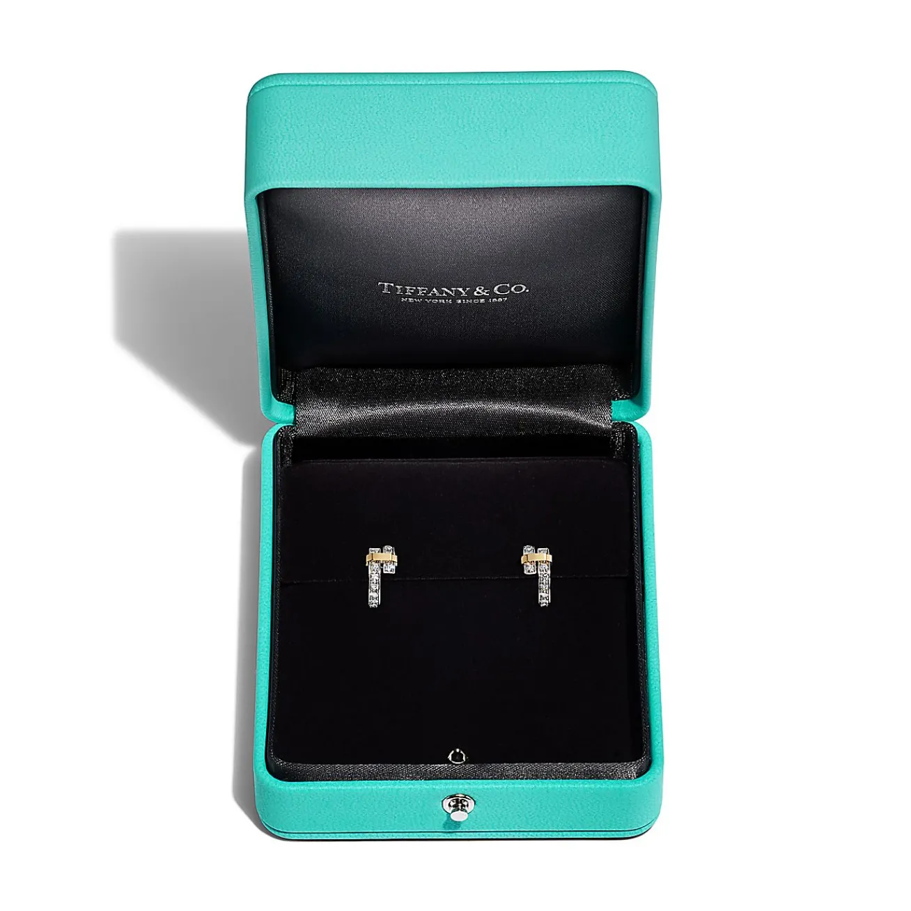 Tiffany & Co. Tiffany Edge Hoop Earrings in Platinum and Yellow Gold with Diamonds | ^ Earrings|Hoop Earrings