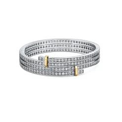 Tiffany & Co. Tiffany Edge Multi-row Bypass Bracelet in Platinum and Yellow Gold with Diamonds | ^ Bracelets|Gold Jewelry