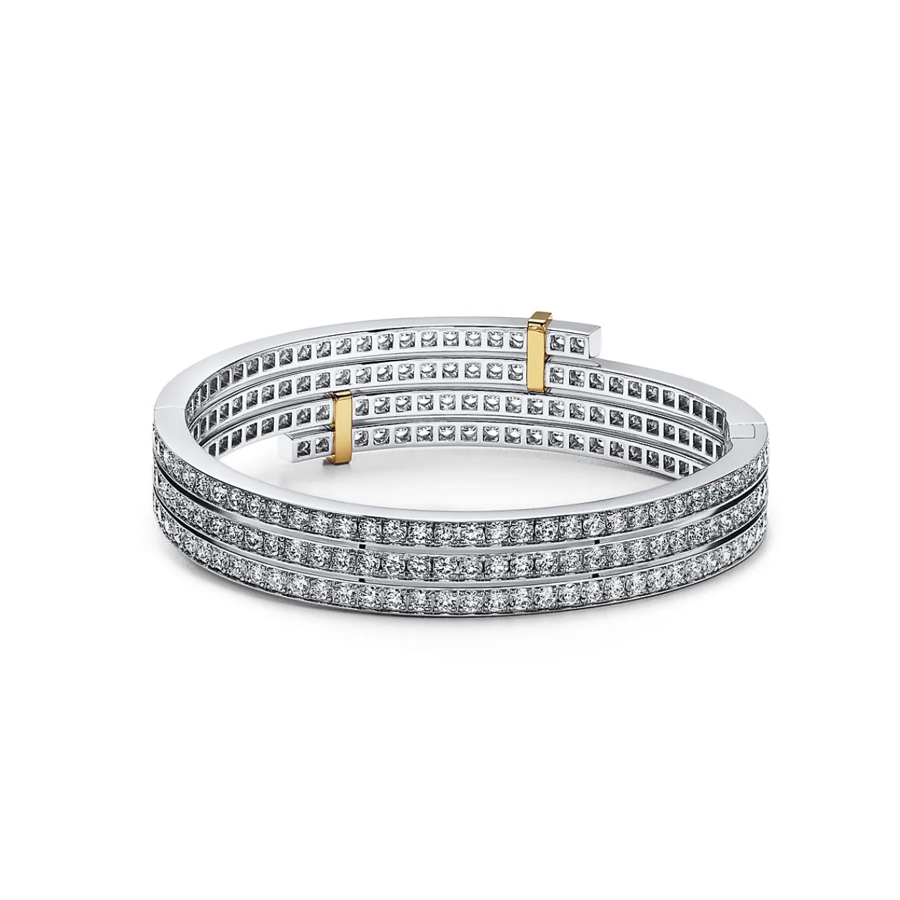 Tiffany & Co. Tiffany Edge Multi-row Bypass Bracelet in Platinum and Yellow Gold with Diamonds | ^ Bracelets|Gold Jewelry