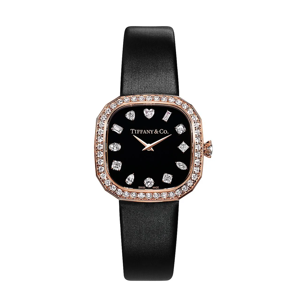 Tiffany & Co. Tiffany Eternity 28 MM Cushion-shaped Watch in Rose Gold with Diamonds | ^Women Fine Watches|Women’s Watches