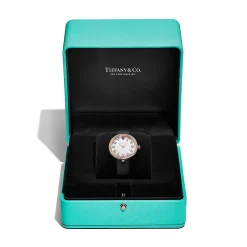 Tiffany & Co. Tiffany Eternity 28 MM Round Watch in Rose Gold with a Rubellite and Diamonds | ^Women Fine Watches|Women’s Watches