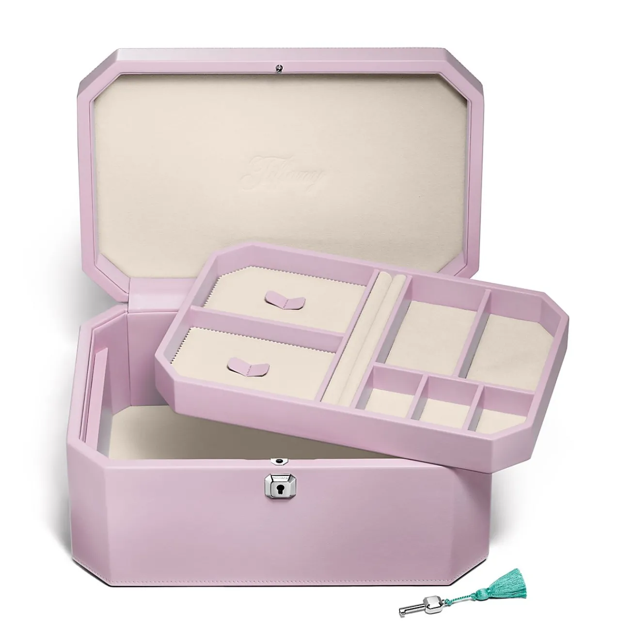 Tiffany & Co. Tiffany Facets Extra Large Jewelry Box in Kunzite-colored Leather | ^ Decor
