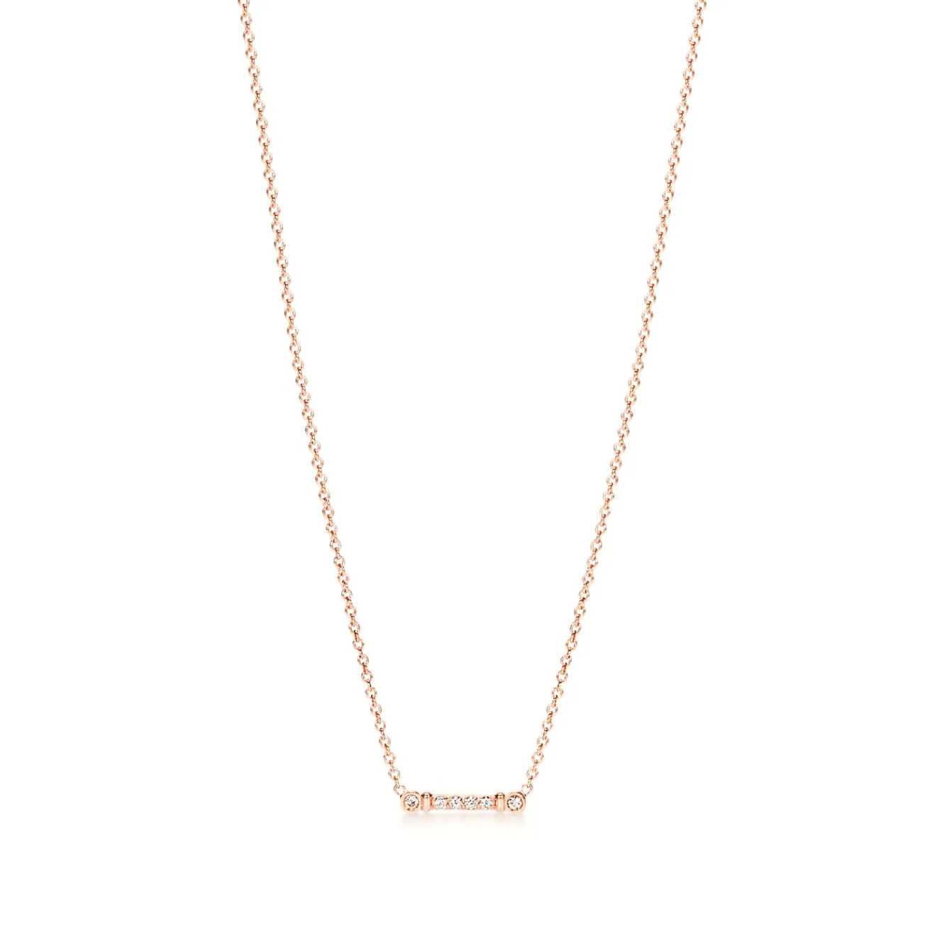 Tiffany & Co. Tiffany Fleur de Lis key bar pendant in 18k rose gold with diamonds. | ^ Necklaces & Pendants|Dainty Jewelry