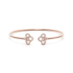 Tiffany & Co. Tiffany Fleur de Lis wire bangle in 18k rose gold with diamonds, medium. | ^ Bracelets|Rose Gold Jewelry